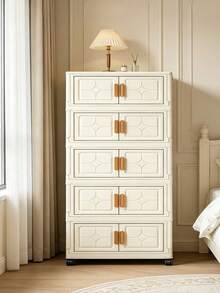 1pc 40cm/15.7in Wide Plastic Double Door Storage Cabinet, Multi-Layer Foldable Storage Box, Kitchen Dining Room Tableware Storage Cabinet, Kitchen Storage Rack, Home Living Room Toy Storage Rack, Gap Storage Organizer, Kitchen Gap Storage Cabinet, Christmas Gift, Storage Box, Under Bed Storage - Multicolor - View 2