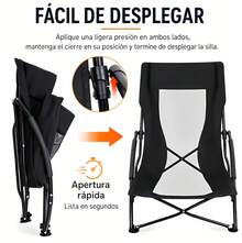 Questa sedia da spiaggia pieghevole a basso profilo, ideale per le attività all'aperto, è portatile e compatta, con schienale traspirante e braccioli imbottiti. - nero - Visualizzare 2
