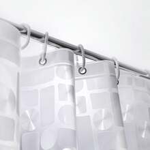 [Modern Minimalist PEVA Waterproof Shower Curtain]Geometric Mosaic Pattern, Breathable Bathroom, Semi-Transparent Flexible Material, Reinforced Plastic Rings - Clear - View 5