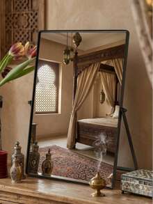 Metal Stand Makeup Mirror, Large Rotating Desktop Makeup Mirror, Bedroom, Desktop Vanity Mirror, Portable Bathroom Makeup Mirror, Supports 360-Degree Rotation, Tabletop Mirror, Home Mirror/Princess Rotating Mirror, Home Decor, Bedroom Accessories, Suitable For Bathroom, Office, Bedroom, Dorm, Back To School, Halloween, Christmas Best Gift - Multicolor - View 2