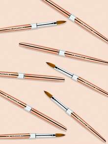 Olasalon Acrylic Nail Brush, Suitable For DIY Home Nail Salon Nail Tools, Gold Aluminum Alloy Handle - Bronze - View 7