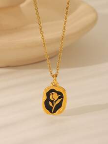 1pc Tulip Pendant Necklace, Colorful Energy Jewelry, 18K Stainless Steel Collarbone Chain, Bohemian Style Spring/Summer Beach Accessory - Multicolored Tulips - View 12