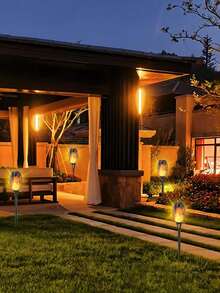 6/4/2/1pc 12LED Solar Flame Torch Light, Auto On Off Flickering Tiki Lamp, Waterproof Outdoor Landscape Lighting For Garden Path Patio Yard Holiday Decor, Multi Colors Available - Multicolor - View 7