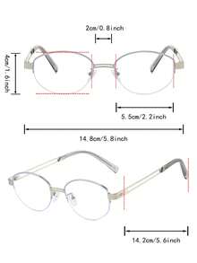 1 Pair Women's Metal Oval Half-Frame Hanging Wire High-Quality Fashion Street Style Decorative Non-Prescription Glasses - Silver - View 4