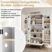 Kitchen Furniture, Storage Cabinets, Sideboards, Suitable For Small Dining Room Or Living Room Spaces, With Adjustable Shelves, White And Gold - View 6