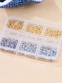 Crimp Beads Kit For Jewelry Making | U-Shape Wire Protectors, Metal Bead Stopper, Crimp Charms For Bracelet Necklace Ends Additions, 18K Gold - Multicolor - View 3