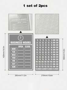 2pcs Business Hours Window Stickers, Transparent UV Resistant Store Hours Decals, Self-Adhesive Open/Closed Time Sign, White Ink Transparent Vinyl Glass Door Stickers School Supplies - A - View 8