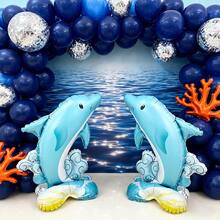 2pcs 21 Inch Blue Dolphin Foil Balloons With Base, Valentine's Day Birthday Ocean Theme Party Decoration Balloons - View 6