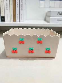 Cherry Storage Box, Cherry Storage Box, Cosmetic Organizer, Student Desk Stationery Organizer, Home Miscellaneous Storage Basket, Suitable For Home, Office, Kitchen, Bedroom Vanity, Daily Essentials, Suitable For Home, Restaurant, Living Room Decoration, Vanity, Durable Plastic, Wedding Bride Gift, Mother's Day Gift, Birthday Gift, Holiday Souvenir, Back To School Gift, Graduation Gift - Multicolor - View 3