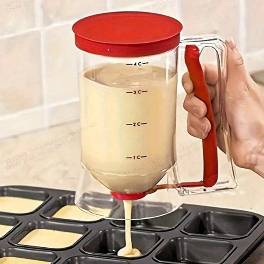 1pc Pancake Batter Dispenser With Handle, Pancake Batter Mixer, Perfect For Pancakes, Cupcakes, Waffles, Muffin Batter, Cakes, Cupcake Stands, Kitchen Utensils, Baking Tools