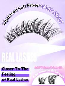 168pcs Cat Eye & Fox Eye Individual Cluster False Eyelashes, DIY Segmented Eyelash Extension, 3D Thick Single Cluster False Eyelashes, Angled Fluffy Cluster Style, Reusable - C - 查看 6
