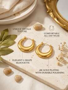 1 Paar böhmische französische minimalistische koreanische Stil Premium elegante 316 Edelstahl hochglanzpolierte glänzende goldene dicke massive C-förmige Mondsichel Ohrringe mit Federverschluss, 2,2 cm Höhe, 0,4 cm Dicke, geeignet für Schulanfang, Campus, Pendeln, Picknick, Strand, Urlaub, Valentinstag, Jahrestag, Geburtstagsgeschenk, vielseitig für den Alltag - Verschiedenfarbig - Übersicht 4