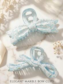 2PCS Printed Bow Hair Clips, Suitable For Thick Hair, Minimalist Design Large Hair Clips, Suitable For Thick Or Thin Hair. Durable Non-Slip Hair Clips For Women, New High-End Autumn/Winter Hair Accessories Launched In 2026, Essential Accessories For Women's Holiday Outfits And Summer Styling. - Multicolor - View 16