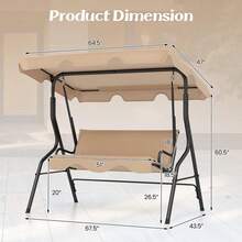 3 Seat Outdoor Patio Canopy Swing With Cushioned Steel Frame-Beige-XY435265 - FXCU6KBME0UAU6 - View 5