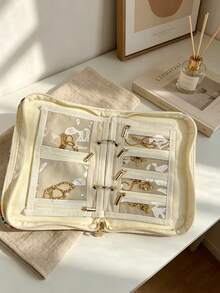 Book-Style Jewelry Organizer, Jewelry Pouch And Loose-Leaf Storage Binder (With Transparent Zippered Velvet Bag), Designed For Travel, Suitable For Earrings, Rings, Necklaces, Bracelets Storage, Book-Shaped Jewelry Storage Bag - Multicolor - View 8