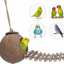 Hanging Bird House Cage Toy For Pet Bird, Natural Coconut Fiber For Bird Nest Breeding Bird Nesting Box - View 1