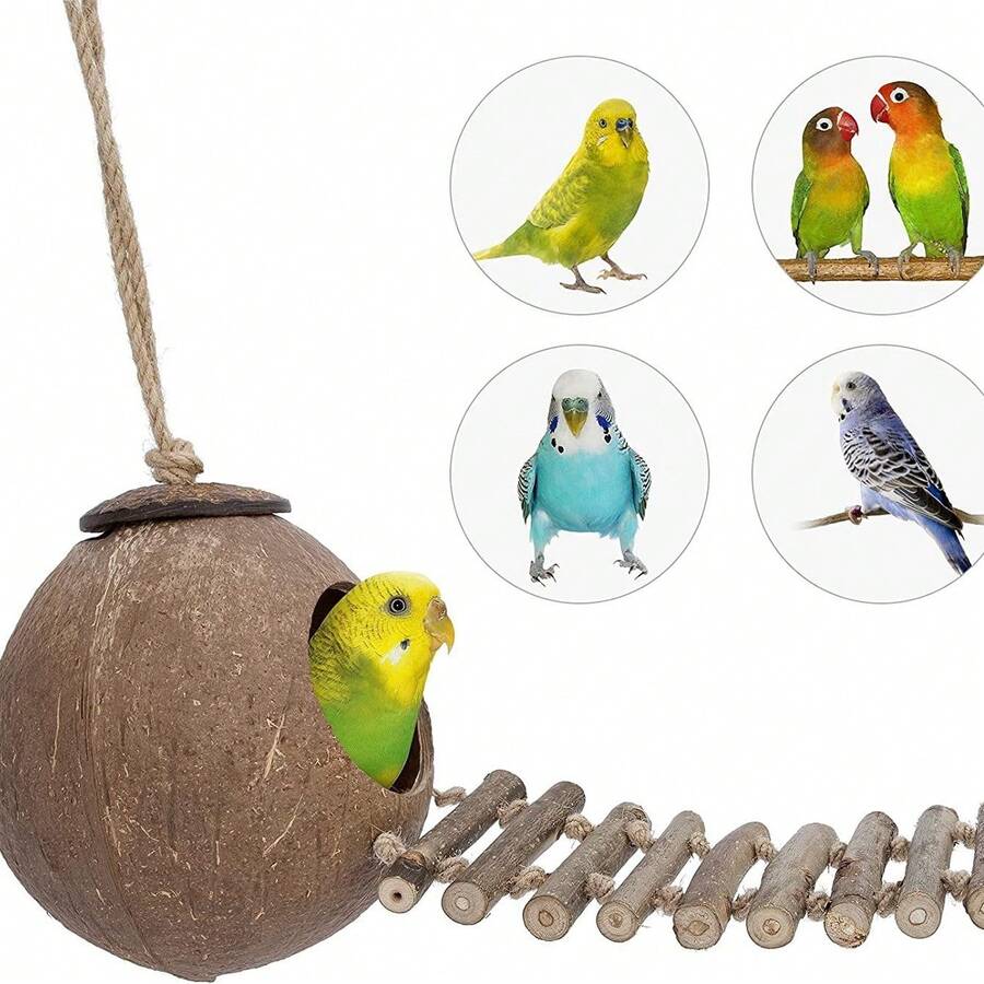 Hanging Bird House Cage Toy For Pet Bird, Natural Coconut Fiber For Bird Nest Breeding Bird Nesting Box - View 1