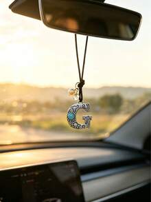 1 pieza Adorno colgante para el interior del coche con letra de corona de aleación de diamante, decoración para el espejo retrovisor del coche, colgante decorativo para el interior del coche - Unitalla - Ver 36
