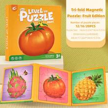 1pc 3-In-1 Magnetic Puzzle Book, Animal/Transportation/Ocean Adventure/Fruit/Dinosaur/Fairy Tale Theme Logic Thinking Game, Quiet Time Road Trip Toy, Suitable For Boys And Girls 3 Years Old And Above, Surprise Holiday Gift - Multicolor - View 9