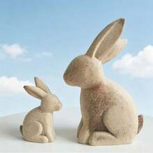 1 pieza Figura de conejo de madera desgastada impresa en 3D, adecuada para decoración de Pascua, conejo lindo en 2 tamaños - 1PC - Ver 4