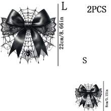 1pc/2pcs/3pcs Halloween Black Spider Web Bow Heat Transfer Stickers, DIY Iron-On Patches, Durable Plastic, T-Shirt Making, Pillow Decoration, - Multicolor, Durable, Washable Plastic DIY Stickers, Suitable For Backpacks, Cushions, Pants, Sofa Covers, Waterproof And Fade-Resistant - T-Shirt Printing Stickers - Multicolor - View 10