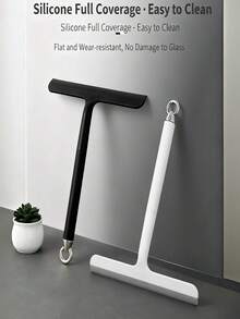 1pc Glass Surface Cleaner, Powerful Scraper With Durable Plastic And Silicone Structure, Ergonomic Handle For Easy Cleaning, With Hook For Hanging Storage And Space Saving, Suitable For Bathroom, Shower, Kitchen, Mirror, Tile, Countertop, Floor Cleaning, For Home, Office, Rental Apartment, School Cleaning Tool - Multicolor - View 2