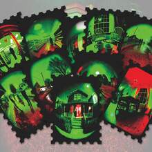 36pcs Red Green Fish Eye Night Scene Die Cut Stickers Pack | Grainy Retro Film Outdoor Street Store Interior Dim Silhouette Figure Weird Distorted Lens Landscape Graphics | Vinyl For Scrapbook, Notebooks & Decor - Rectangle - View 3