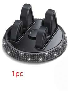 1pc Rhinestone Car Phone Holder, Cute Women's Horizontal/Vertical Screen Center Console Navigation Support Stand - A - View 10