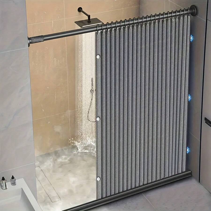 1pc Thickened PEVA Material Shower Curtain Liner, 8-Ply. Suitable For Bathroom Partition And Shower Curtain. Includes 12 Plastic Shower Curtain Rings. Waterproof, Suitable For Bathroom And Balcony Partition. Multiple Sizes Available. - A - View 1