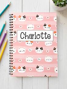 1pc Custom Name Spiral Notebook For Back To School, Personalized Cute Cartoon School Supplies, Back To School Study Notepad Gift For Classroom Writing Stationery Gift - Multicolor - View 11