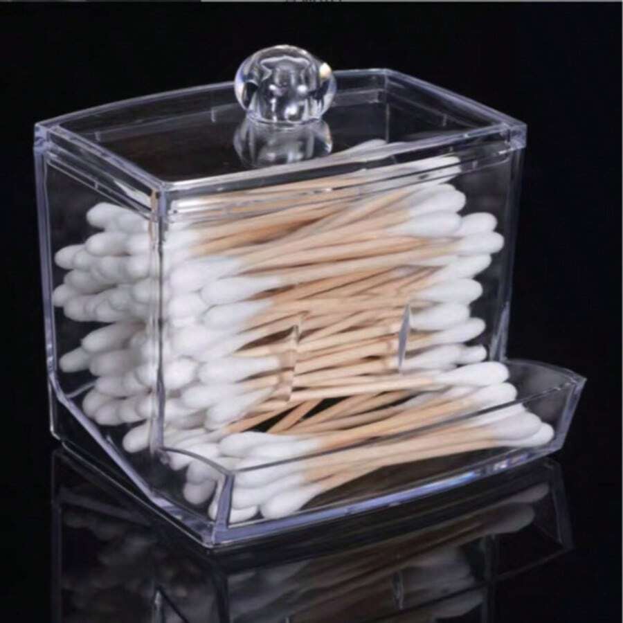 壓克力棉花棒收納盒 透明 Q-Tip 分裝收納盒附蓋 浴室儲物收納盒 - 透明Q型棉花棒分配器收納盒 - 查看 1