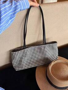 2026 New Niche Design Canvas Underarm Bag, Relaxed Casual Versatile Underarm Bag, Commuter Shoulder Bag - Black and White - View 4