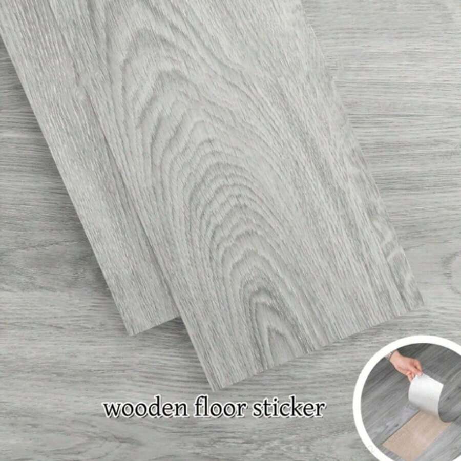 10pcs/20sets 40x15cm/15.75x5.91in Removable Peel And Stick Floor Tiles, PVC Wood Grain Floor Stickers, Furniture Floor Decor, Suitable For Bedroom, Kitchen, Living Room And Hotel - Multicolor - View 1