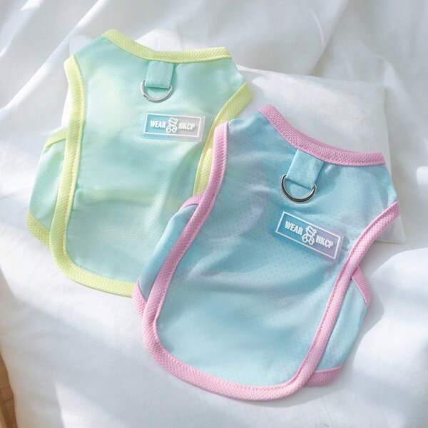 1pc Summer New Dog Pet Cooling Ice Silk Vest, Thin Breathable Puppy Cat Bichon Teddy Clothing, Anti-Shedding Anti-Mosquito, Small To Medium Dog Cat Air-Conditioned Room Cooling Sleeveless T-Shirt