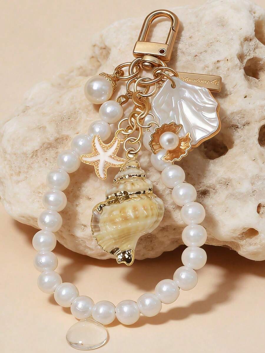 Cute Beaded Pendant, Asymmetrical Shell, Starfish, Conch And Starfish Packaged Jewelry, Wallet Pendant, Elegant Women's Accessory, Beach Accessory | Elegant Keychain, Suitable For Men And Women, Perfect For Beach Summer Vacation, Ocean Embroidered Gift, Suitable For Women's Car Keys, Packaged Jewelry, Decoration, Gift, Perfect Gift For Holidays, Birthdays, School Opening, Anniversaries, Weddings, Teacher's Day And More