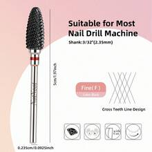 NotNoot Ceramic Nail Drill Bits 3/32''(2.35mm) Nail Filing Bit Heads For Manicure Pedicure Cuticle Remove Acrylic Nails Gel Nail Polish - Silver - View 4