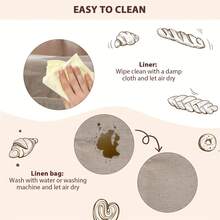 1pc Linen Bread Bag, Suitable For Homemade Bread And Sourdough Bread, Reusable, Ideal For Home Bakers, Picnics, Work Or Gifts - Multicolor - View 4