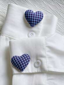 1pc/2pcs Heart-Shaped Cufflinks Cover Vintage Cufflinks Buttons Decorative Buttons Clothing Accessories Gift And Party Decoration - Gold - View 9