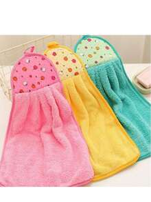 3Pcs Random Color Coral Fleece Hand Towels, Super Absorbent Microfiber Hanging Cleaning Cloths For Kitchen Bathroom Home Use - Multicolor - View 6