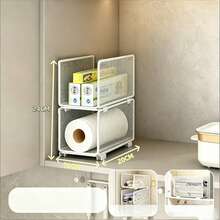 1pc Large Capacity Stackable Coated Metal Storage Rack, Rust-Proof Ventilated No-Assembly Storage Shelf, White Rectangular Mesh Divider Rack, Kitchen Pantry Cabinet Vertical Organizer, Suitable For Housewarming Gift, Daily Home Use, All Seasons - View 15