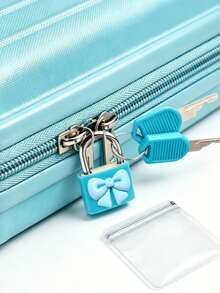 Portable Small Colorful Plastic Luggage Lock With Bow Decoration, 1pc Padlock With 2 Keys, Compact And Sturdy, Luggage Lock, Mini Luggage Padlock, Mini Locker Lock, Travel Bag Metal Key Lock, Brass Lock Core Durable, Small Copper Lock With Shell, Suitable For Suitcases, Backpacks, Boxes, Laptop Bags - Multicolor - View 12