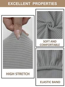 1 PIEZA/4 PIEZAS/6 PIEZAS Fundas de silla de unicolor con jacquard, fundas de silla de comedor elásticas y desmontables, adecuadas para comedor, sala de estar, decoración del hogar - Gris Claro - Ver 3