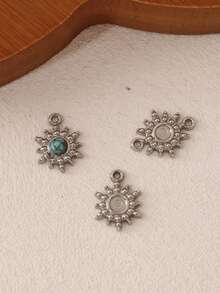 2pcs Stainless Steel Sun Pendant Findings 18K Gold Plated Fashion Turquoise Sun Charms For DIY Jewelry Making Accessories - Pendants - View 2
