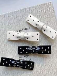 20/10pcs/Set Black & White Contrast Polka Dot Bow Hair Clips, 3D Bow Tie Design, Smooth Curved Shape, Vintage French Niche Style Hair Accessories - Suitable For Girls And Teens, Perfect For Daily, Vacation, School, Party, Sports And More, Add Beauty To Your Hairstyle - Multicolor - View 6