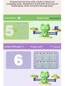 Frog Balance Scale Math Educational Toy, Toddler Number Recognition Addition & Subtraction Arithmetic Learning Tool, 3-Level Difficulty Challenge Cards, Hand-Eye Coordination & Balance Perception Training, Children's Desktop Game - Multicolor - View 8