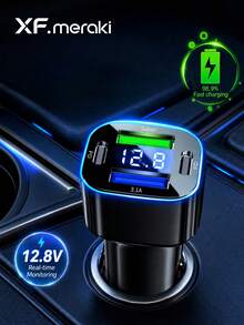 XF.Meraki Car Charger, 4-Port Cigarette Lighter USB Charger Adapter With Voltmeter, PD 3.0, USB Charger, Multi-Port Accessory, Compact And Portable, Can Quickly Charge IPhones And Most Android Models And Tablets, USB-C Car Charger,Car Accessories - 4-in-1 Car Charger - View 10