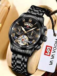 VA VA VOOM Brand Men's Watch, Stainless Steel Fashion Strap, Analog Tourbillon Design, Calendar Movement, Business Men's Quartz Watch - one-size - View 14