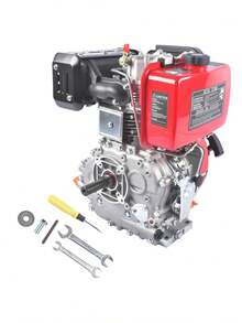 10HP 4Stroke Single-Cylinder Diesel Engine 418CC 6300W Recoil 3600RPM Air Cooled Red - as Pic - View 3