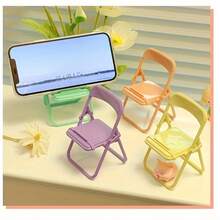 10pcs Random Color Creative Mini Chair Mobile Desktop Stand New Macaron Stool Foldable Phone Holder Chair - A - View 2