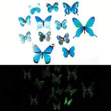 12pcs Fluorescent Butterfly Wall Stickers Outdoor Decor 3D Colorful Realistic Butterfly Decoration - White - View 8